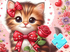 Игри Jigsaw Puzzle: Bowknot Cat
