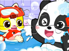 Игри Jigsaw Puzzle: Baby Panda Shower Time