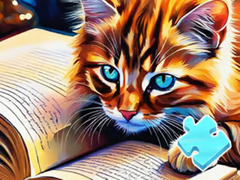Игри Jigsaw Puzzle: Cat Reading